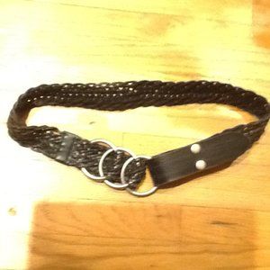 Black Woven Leather Belt with 3 Style Options XL